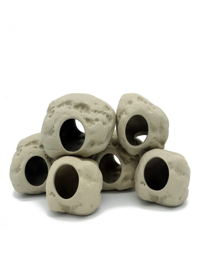 ALEGI Aquarium Decoration Rock Caves for Fish Tank, Ceramic Betta Fish Tank Accessories Hideout, Cichlid Stackable Cave Hiding (3 Small & 3 Medium) - Image 1